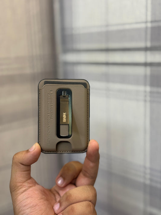 Original X level MagSafe wallet card holder with metal stand Desert Titanium