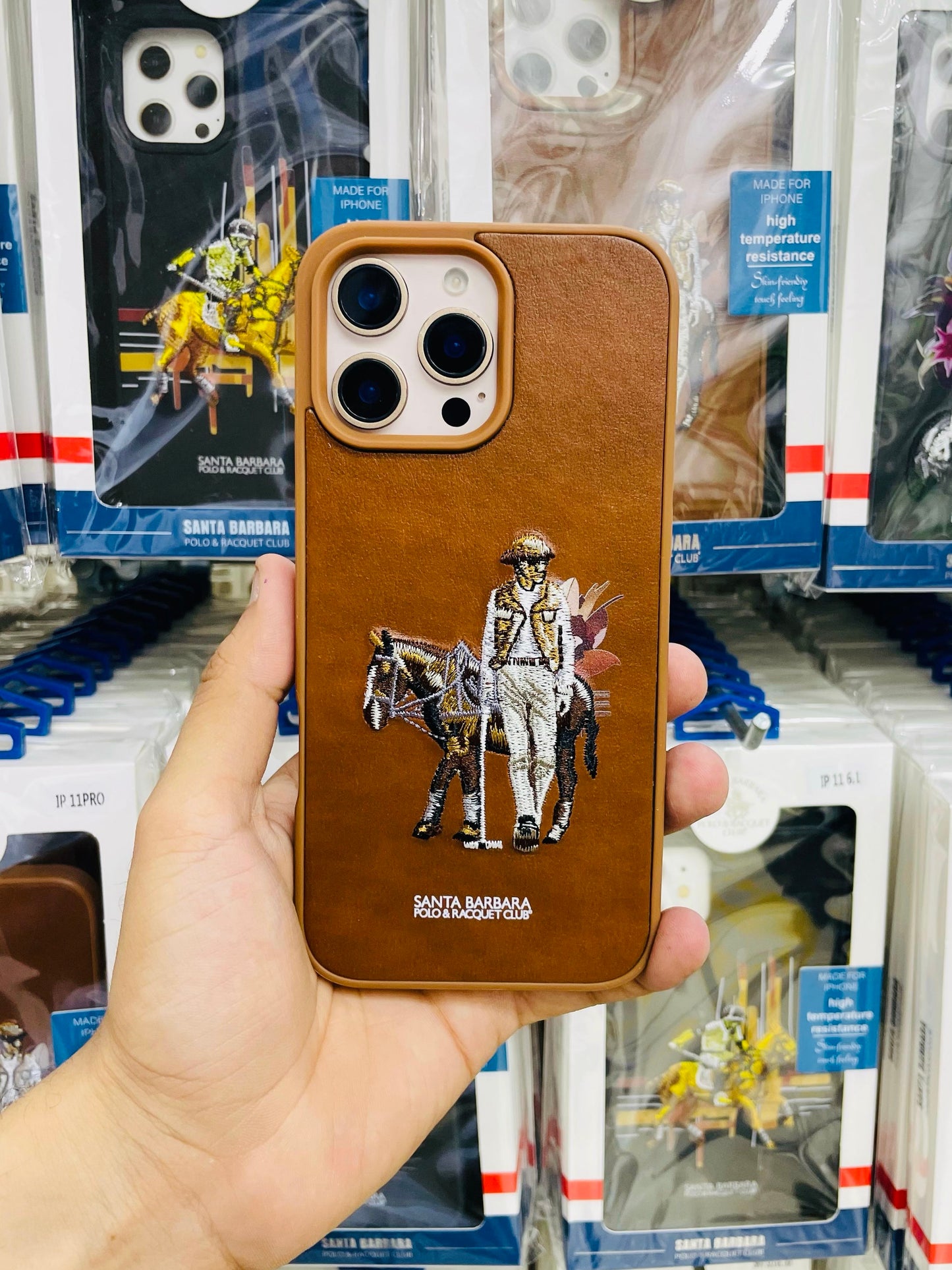 Polo Embroidered Leather Case Cedric Series Brown SBPRC