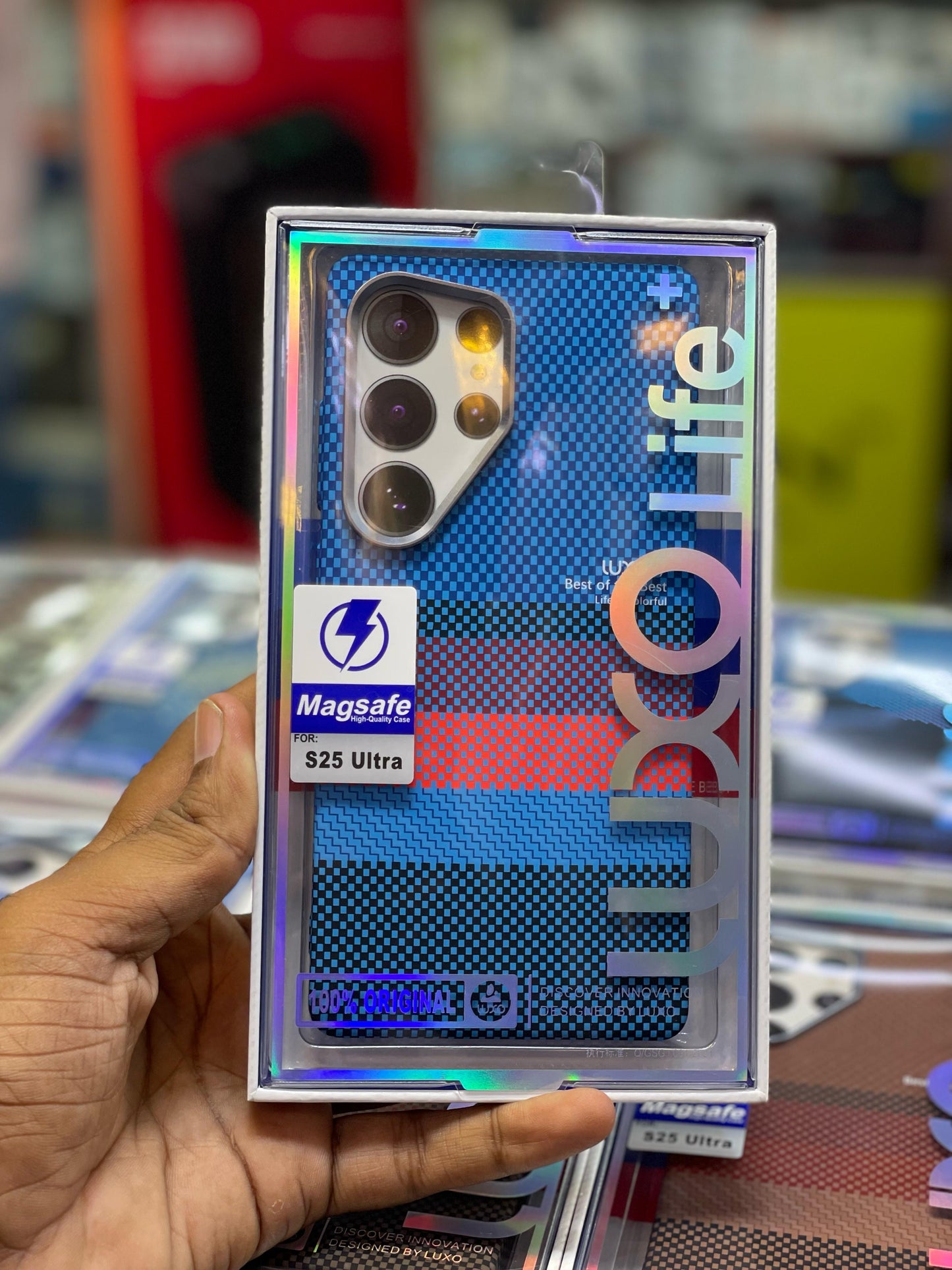 Light Blue Sunset Carbon Fibre Luxo MagSafe