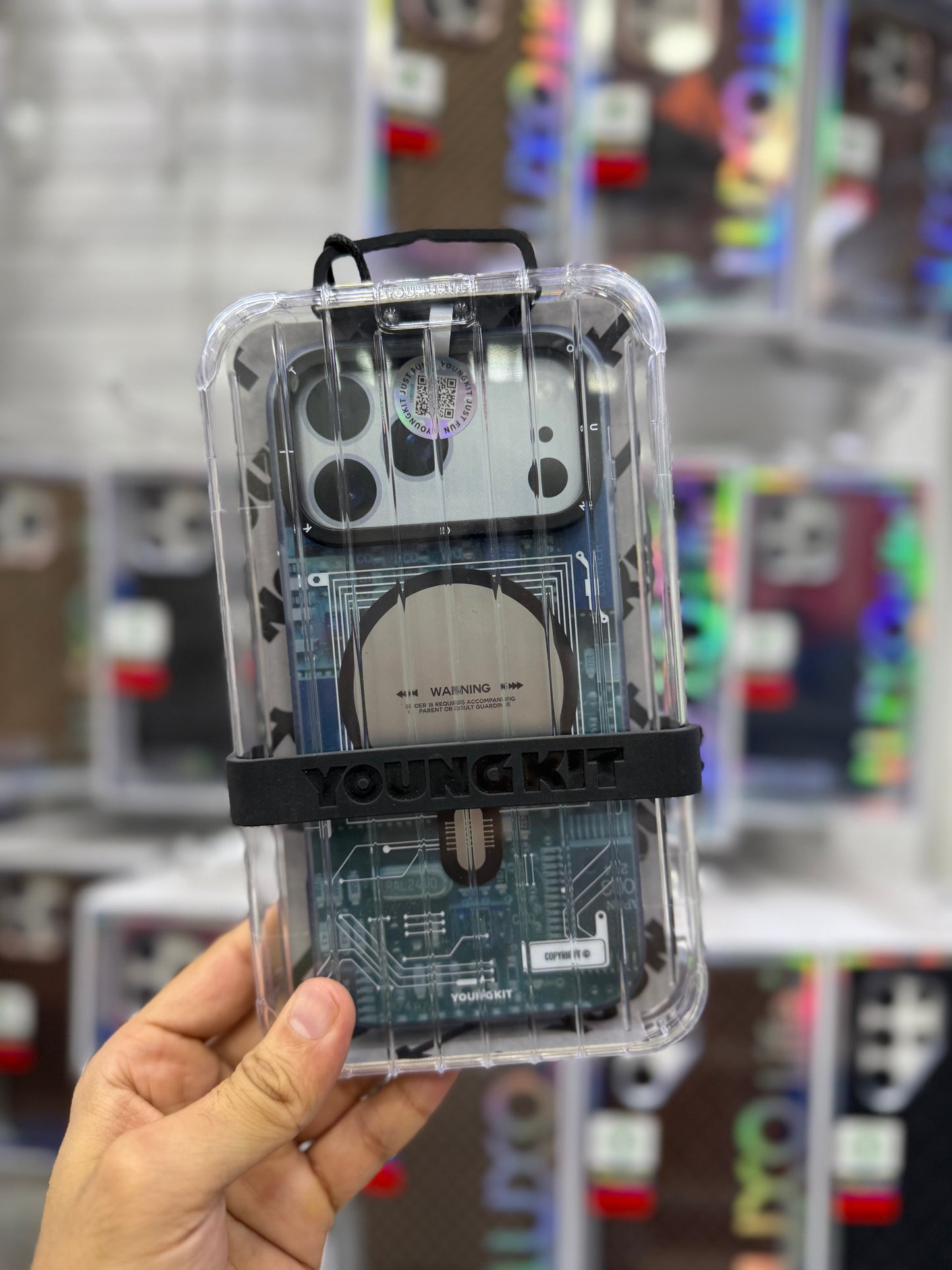 Original Young kit futuristic circuit technology series case for Apple iPhone 17 series Blue