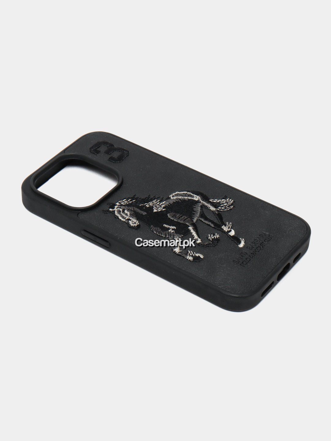 Polo Embroidered Leather Case for Apple iPhone Black Boris Horse SBPRC