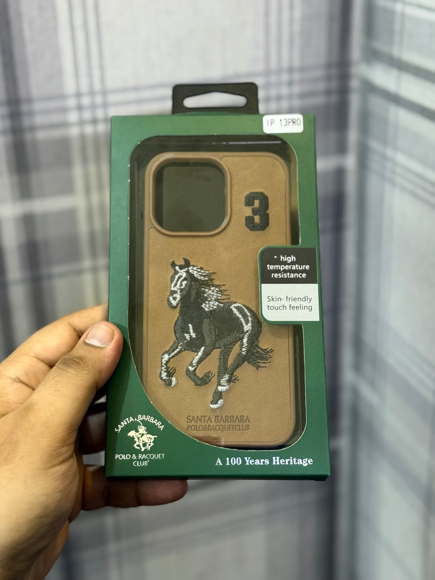 Polo Embroidered Brown Leather Case Boris SBPRC