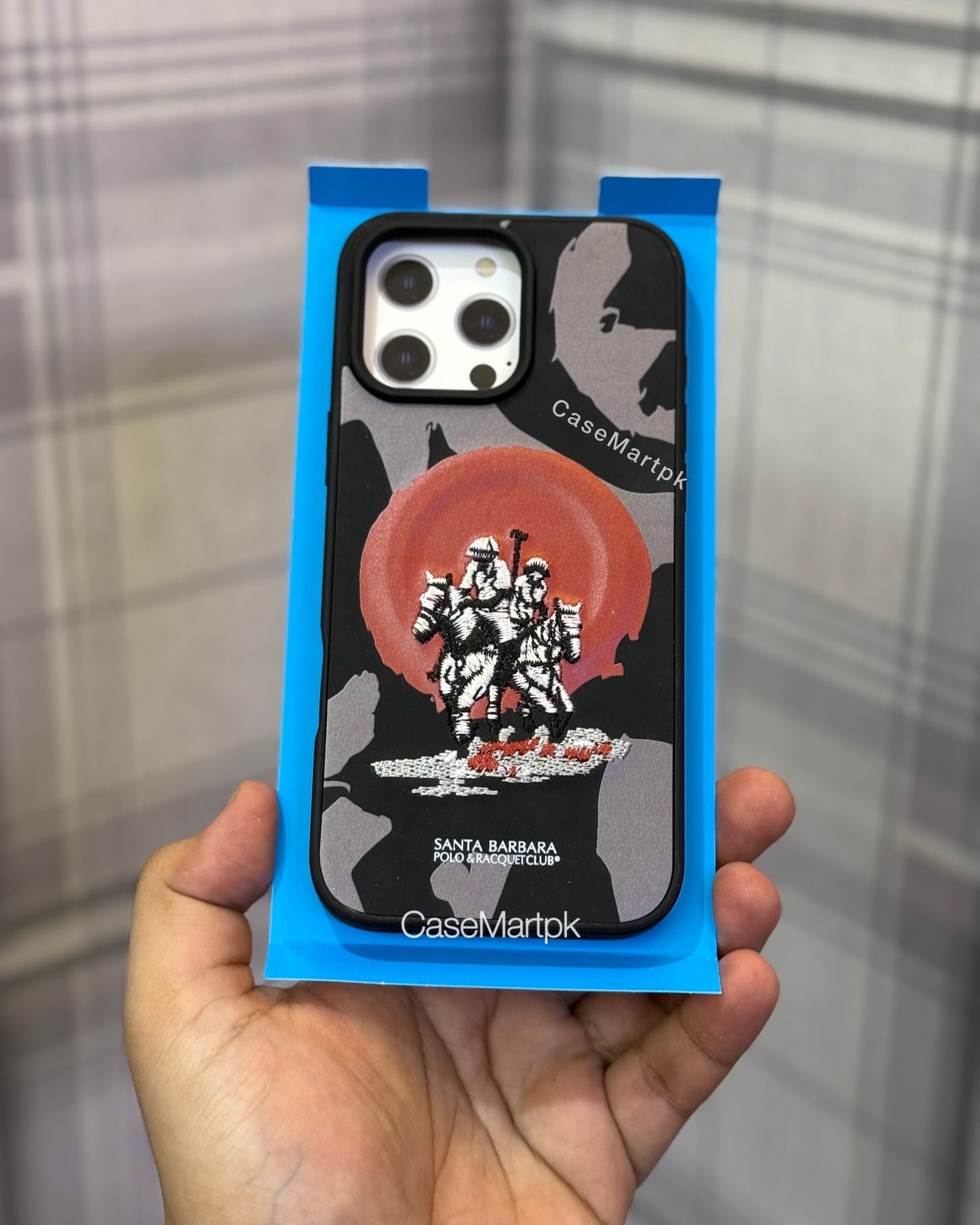 Polo Embroidered Magsafe Leather Case Black Camo