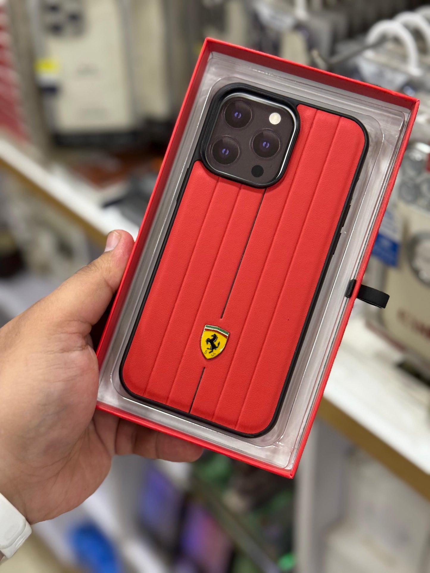 CG mobile Ferrari leather series red case for iPhone 14/15 pro max