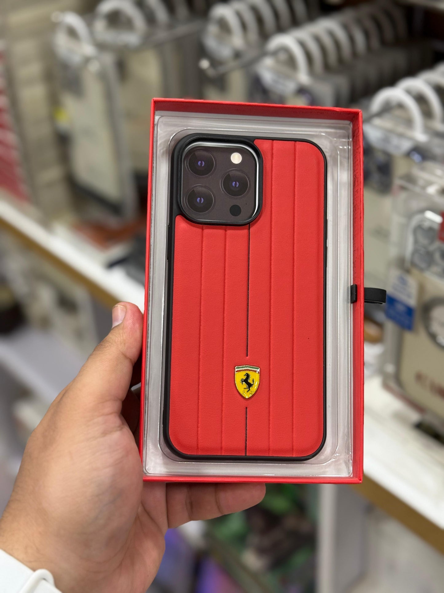 CG mobile Ferrari leather series red case for iPhone 14/15 pro max
