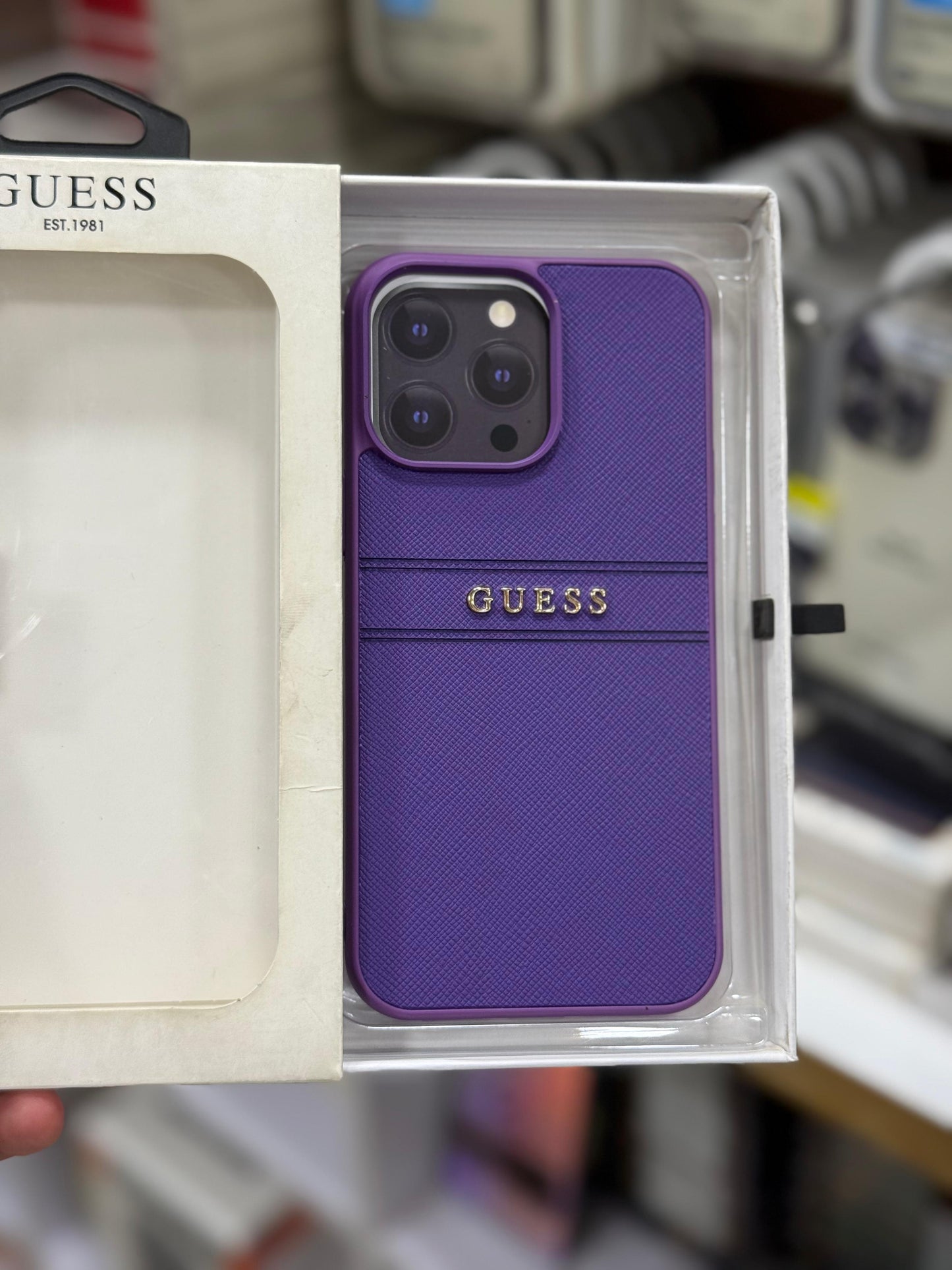 CG mobile guess series case purple for iPhone 14/15 pro max