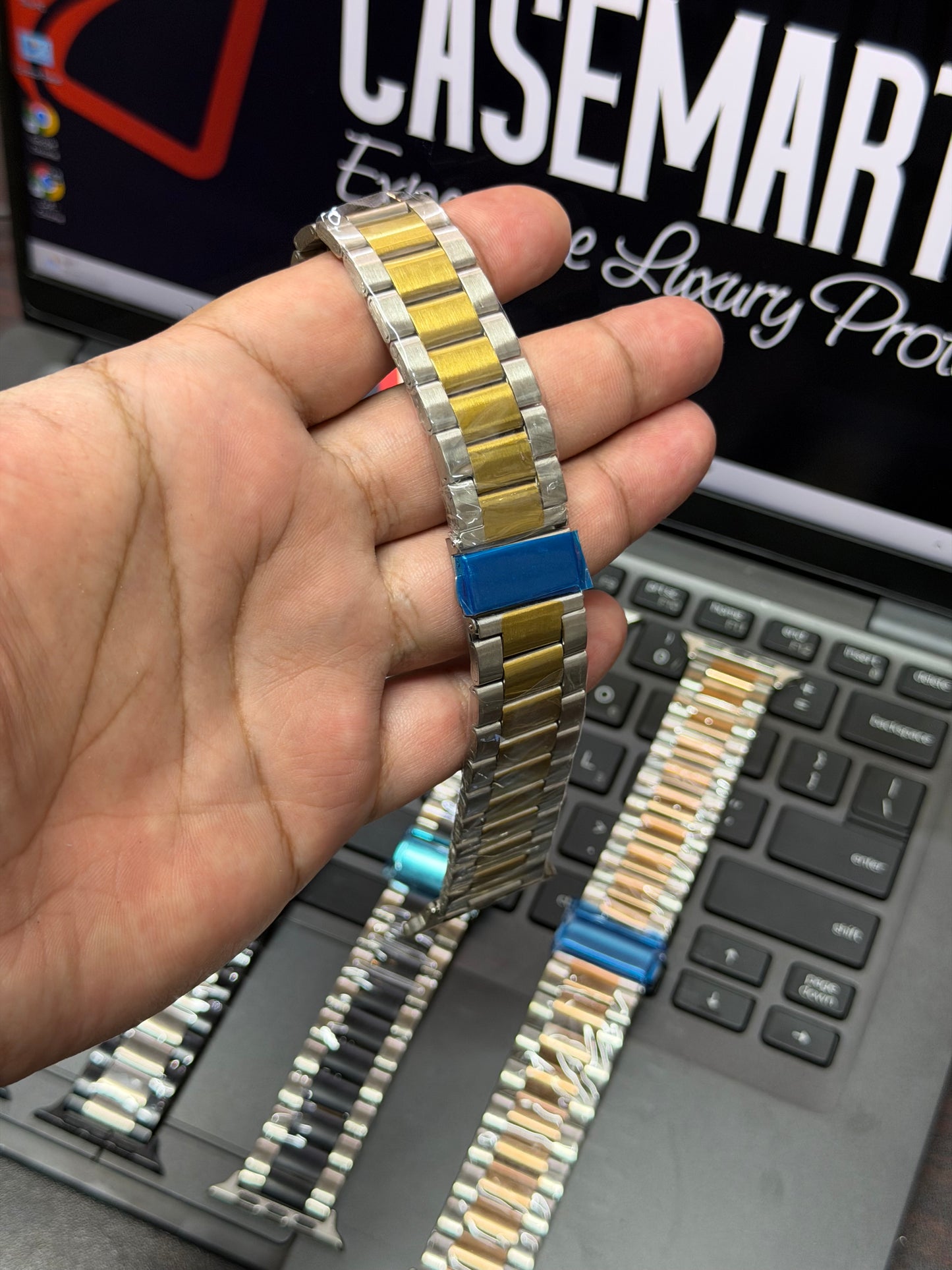 Luxury Rolex Metal Two-Tone Bracelet Chain - Apple Watch 42 to 49 mm