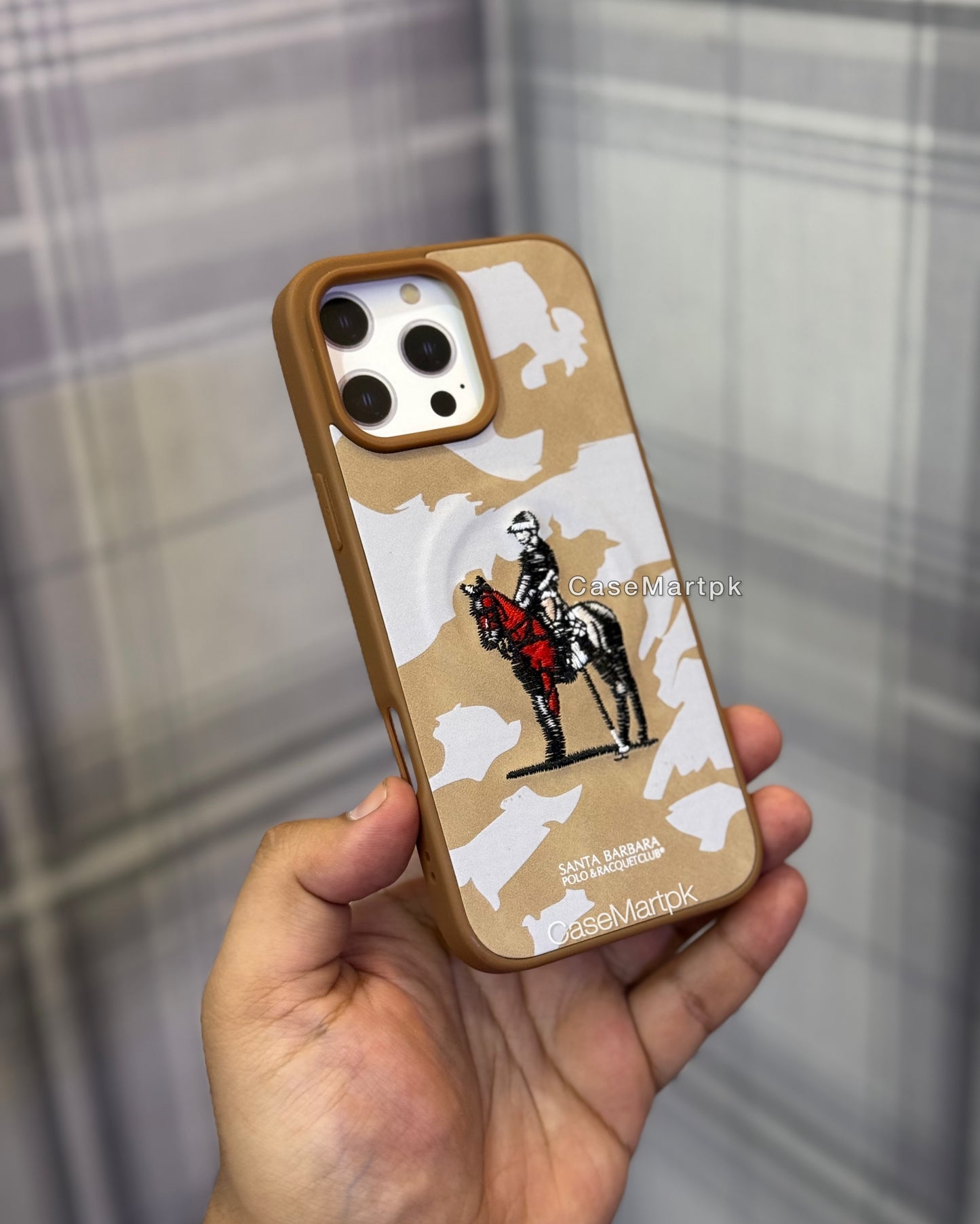 Polo Embroidered Magsafe Leather Case Brown Camo