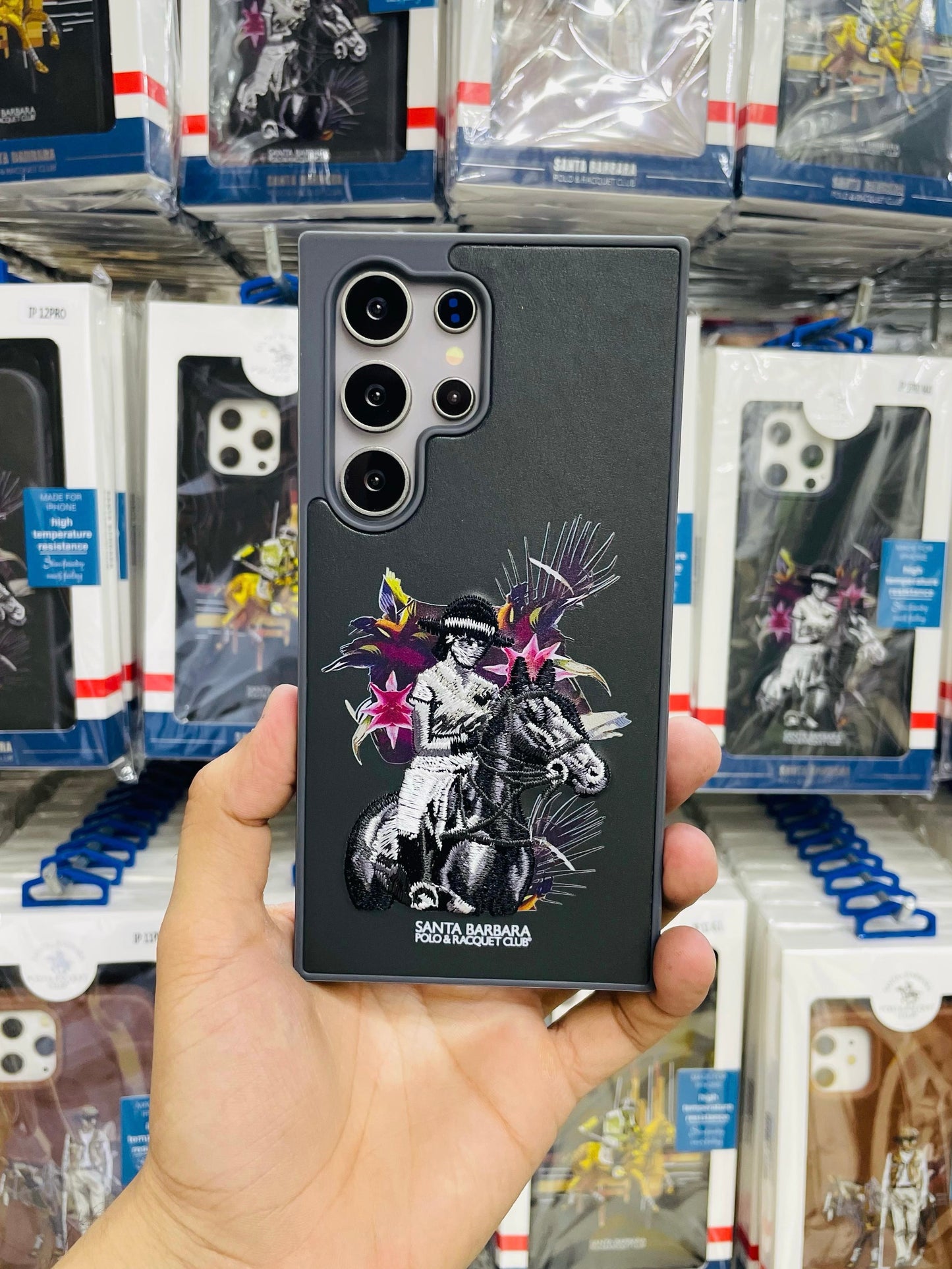 Polo Embroidered Leather Case Cedric Series Grey SBPRC