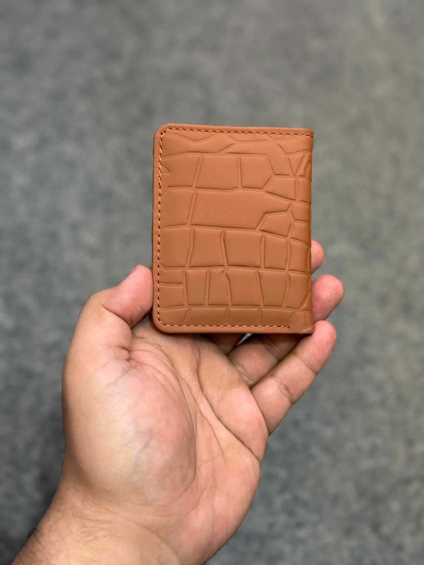 Genuine Leather Flip Wallet Brown