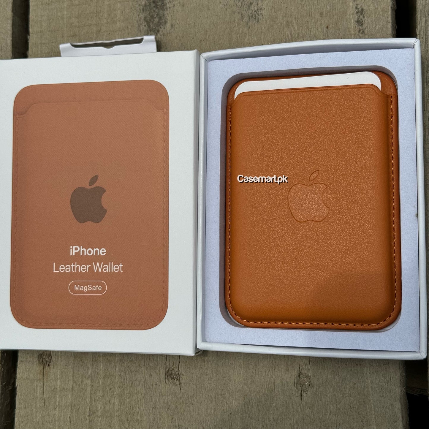 apple magsafe wallet with pop up notification dark brown in genuine leather