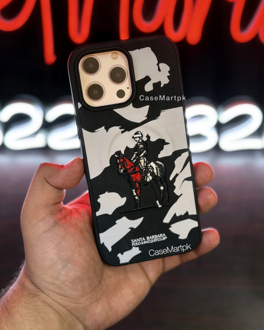 Polo Embroidered Magsafe Leather Case White Camo