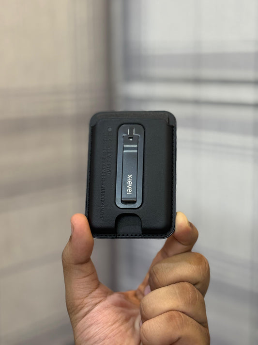 Original X level MagSafe wallet card holder with metal stand Black