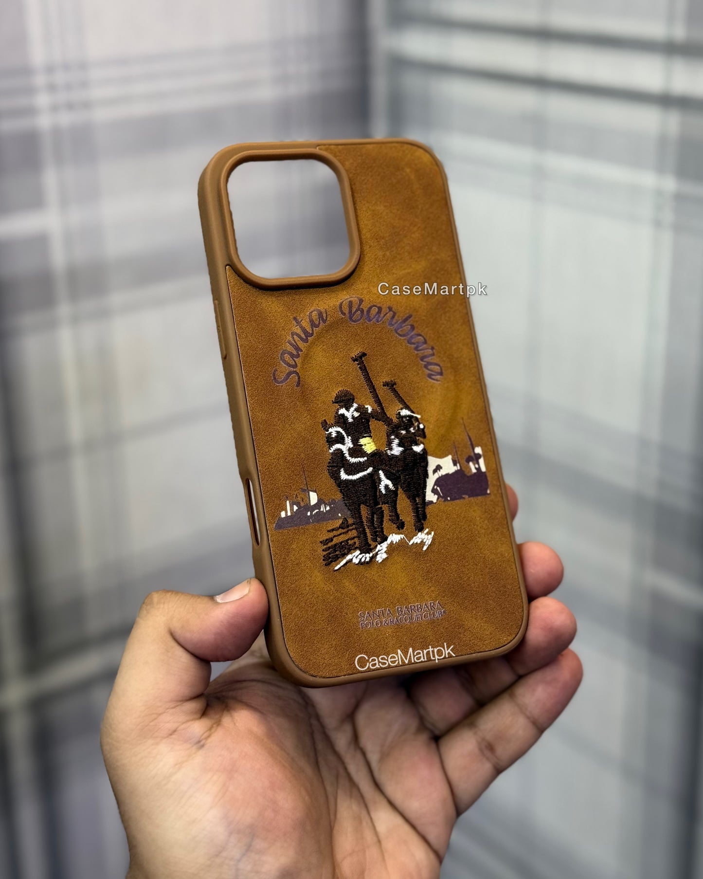 Polo Embroidered Magsafe Leather Case Dark Brown