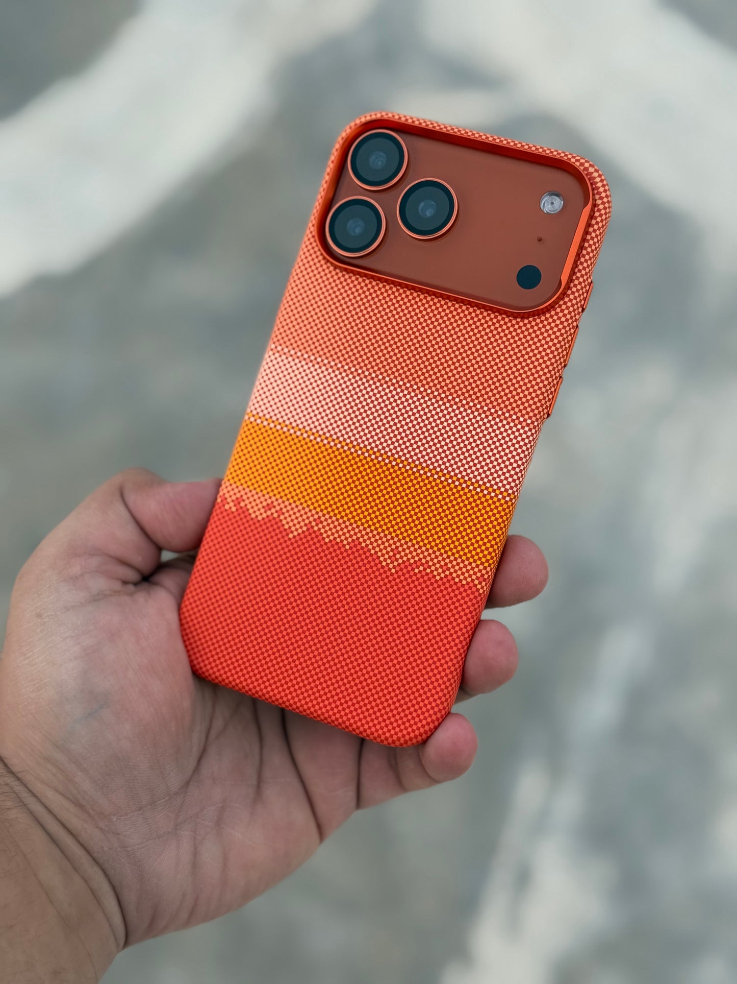Orange Sunset Carbon Fibre With MagSafe LUXO 17 Pro Max