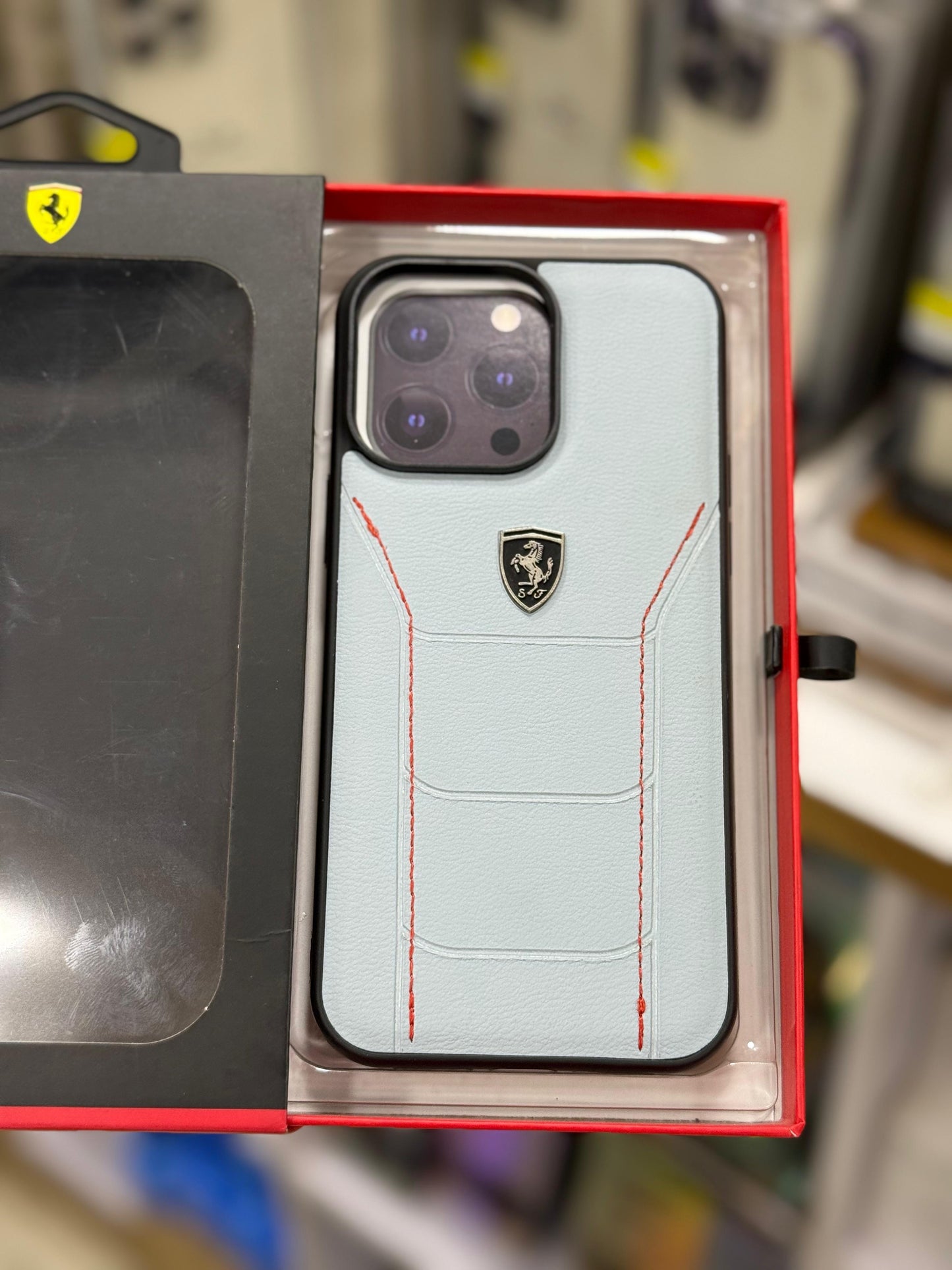 CG mobile Ferrari series case white for iPhone 14/15 pro max