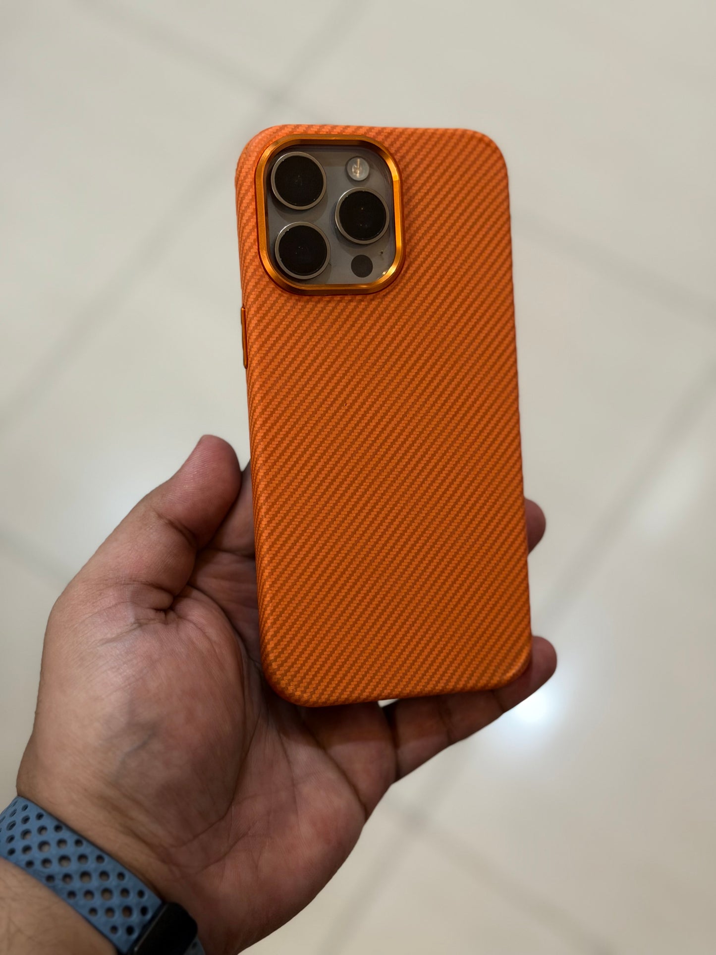ORANGE WAVE CARBON FIBRE KEVLAR CASE
