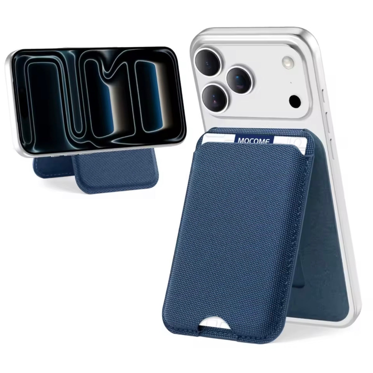 Snap on Phone Stand + Fabric Wallet - MagSafe TechWoven Slim Card Holder