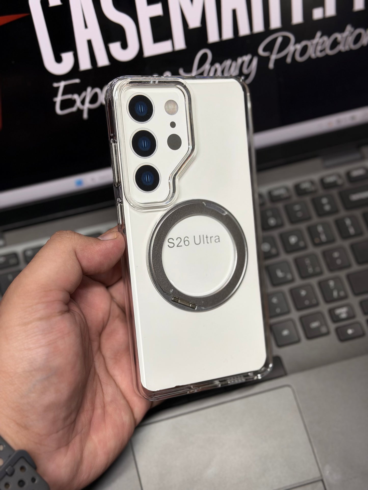 Berlia Non-Yellowing MagSafe 360 Rotating Stand Case - S26 Ultra