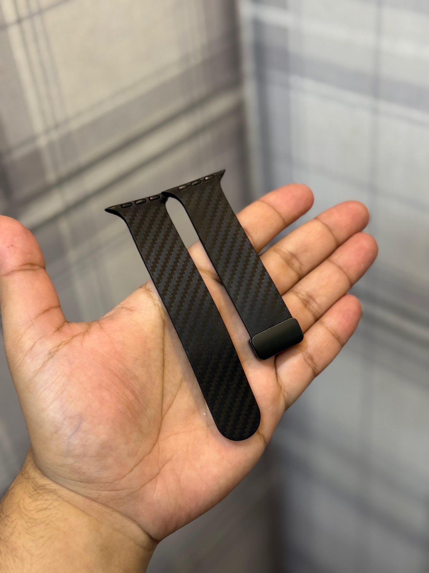 Carbon fibre Apple Watch strap Universal Size with metal buckle black