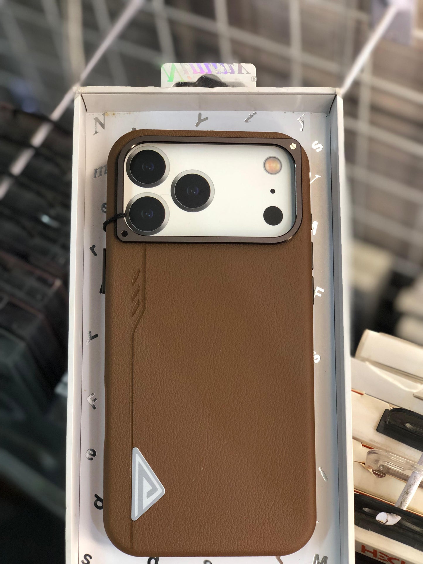 Vegan Leather Case Brown iPhone 17 pro max