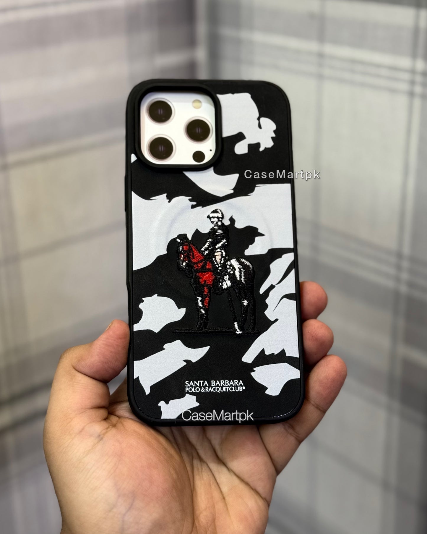 Polo Embroidered Magsafe Leather Case White Camo