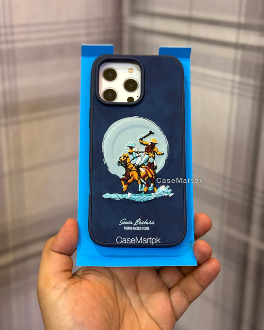 Polo Embroidered Magsafe Leather Case Blue