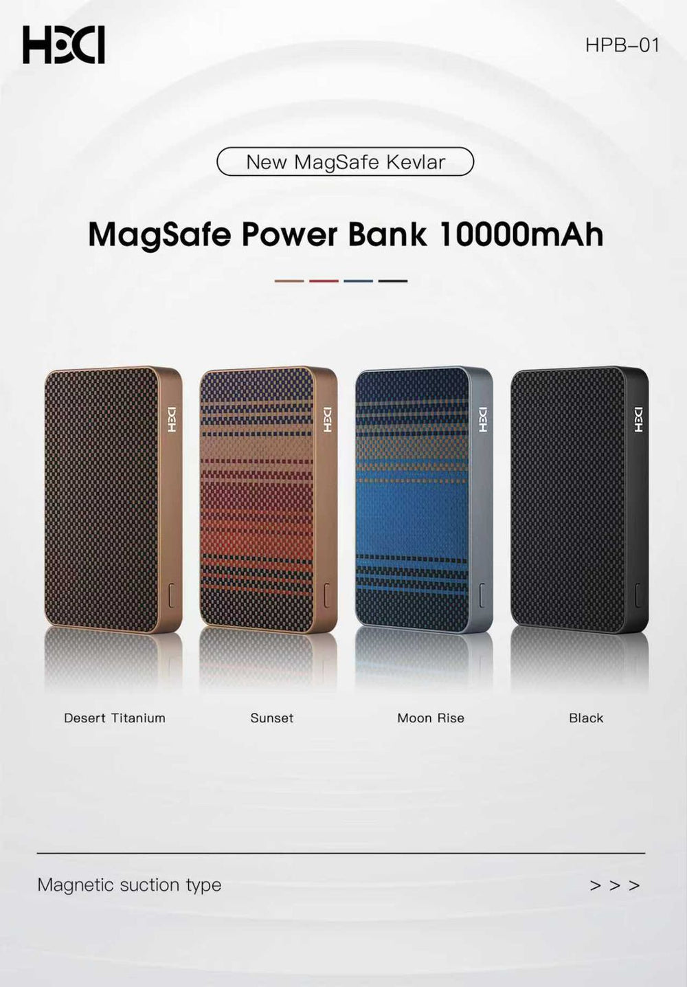 HDD Kevlar MagSafe Power Bank 10,000 mAh - Wireless Fast Charging | Aramid Fibre Woven Design
