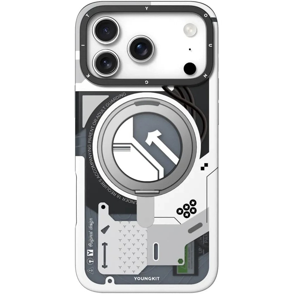 YOUNGKIT Cyberpunk 360° Rotation Ring Stand Case for iPhone 17 Pro Max