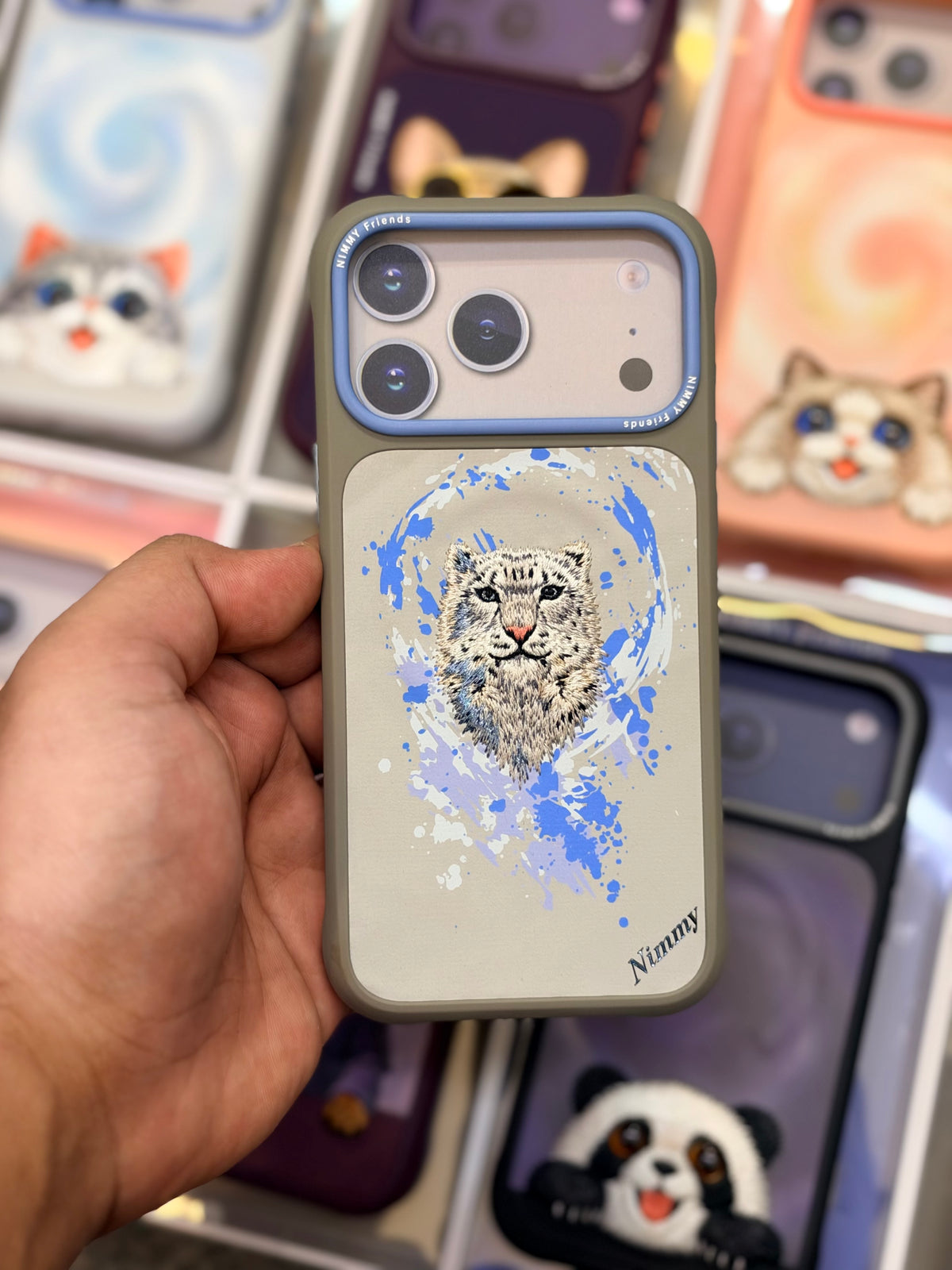NIMMY Premium 3D Embroidered Leather Case for 18 Pro Max