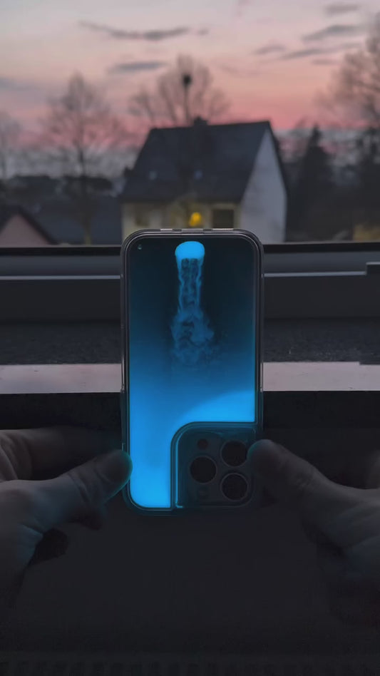 NEON LIQUID SAND CASE - GLOW IN DARK BLUE WATERFALL