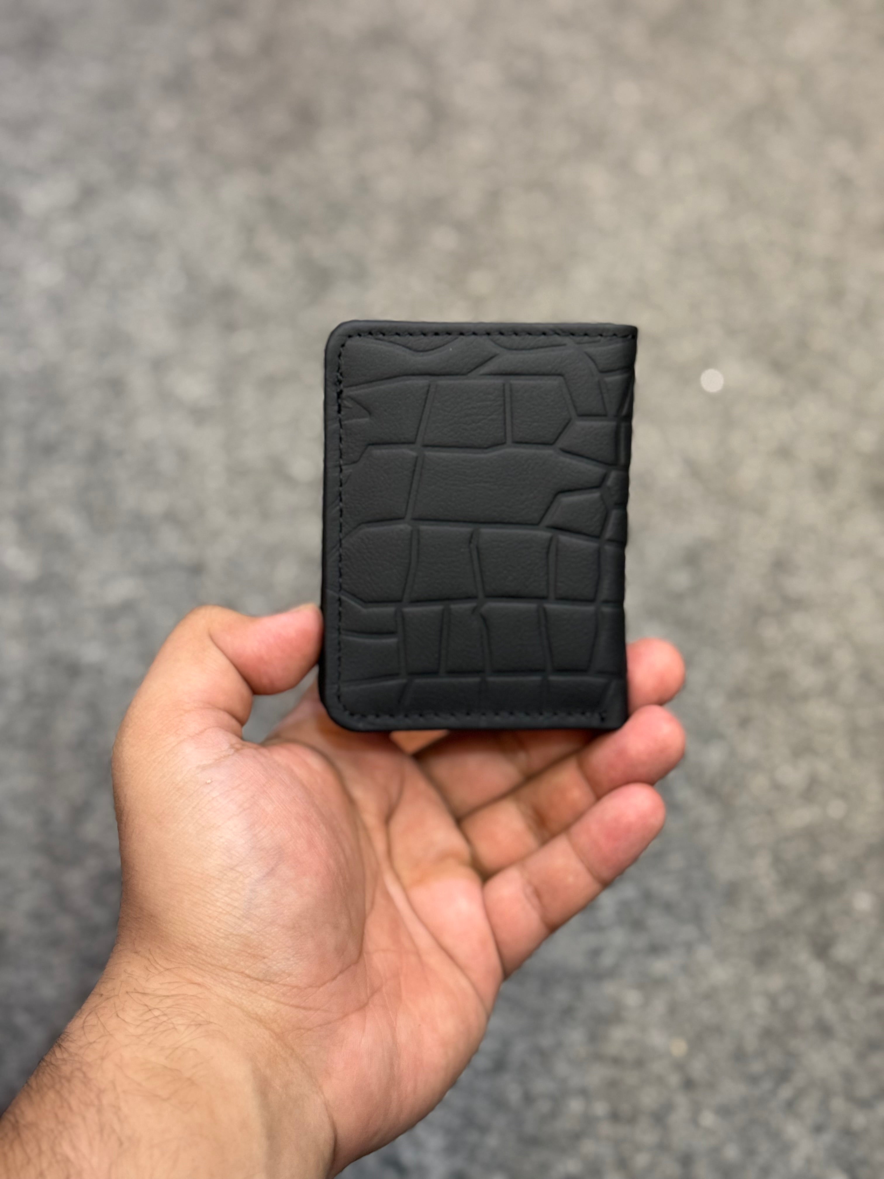 Genuine Leather Flip Wallet Black