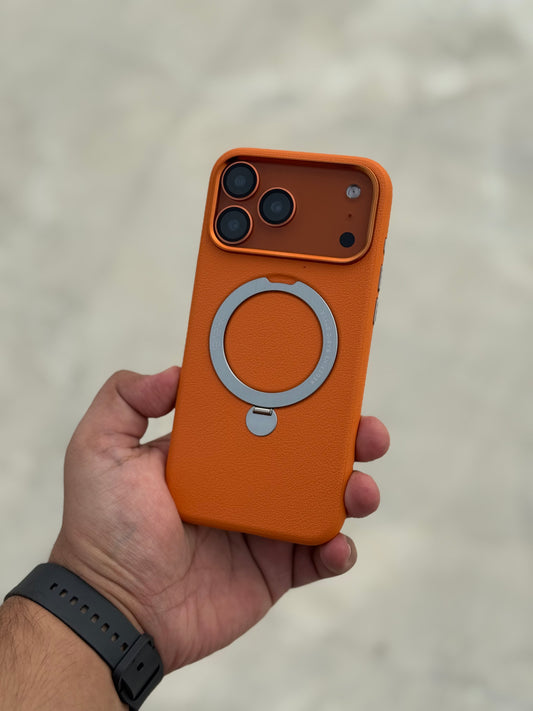 Original X-level Cosmic Orange leather MagSafe stand case for iPhone 17 pro max