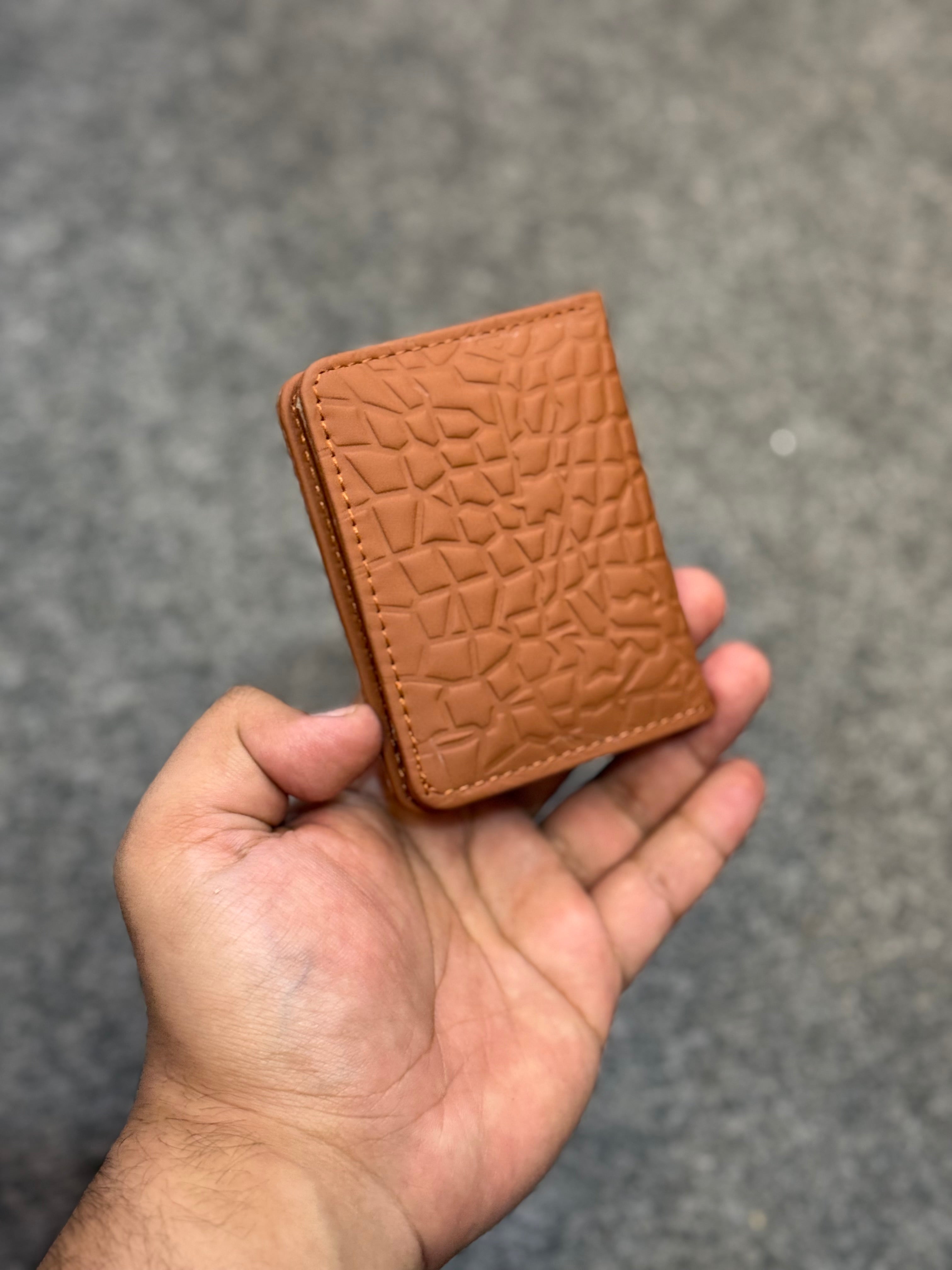 Genuine Leather Flip Wallet Brown