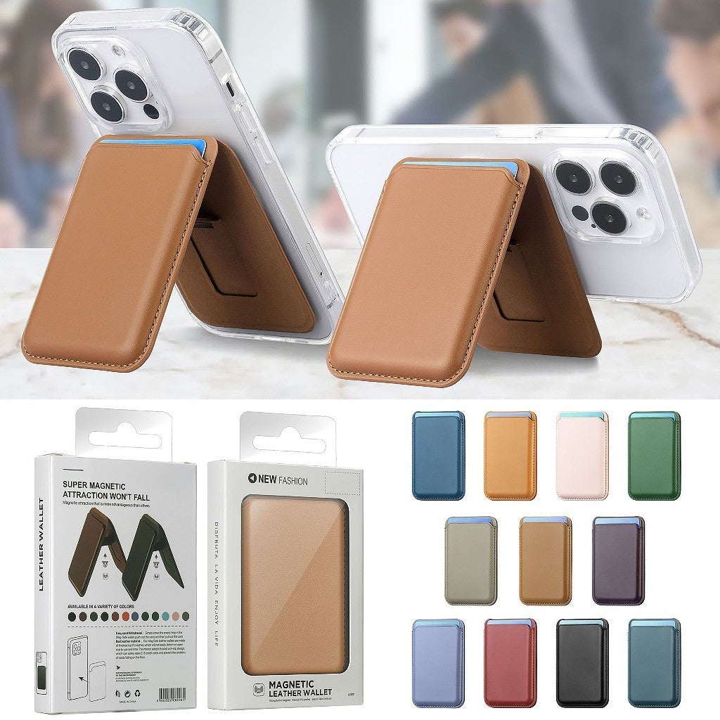 MagSafe Leather Wallet with Kickstand - Magnetic Card Holder Stand Slim Premium Wallet