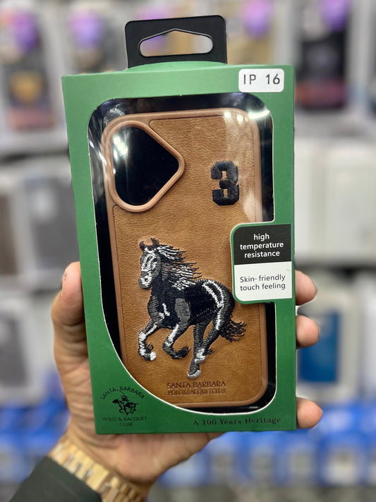 Polo Embroidered Brown Leather Case Boris SBPRC