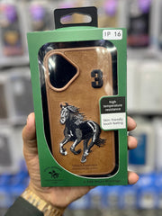 Polo Embroidered Brown Leather Case Boris SBPRC