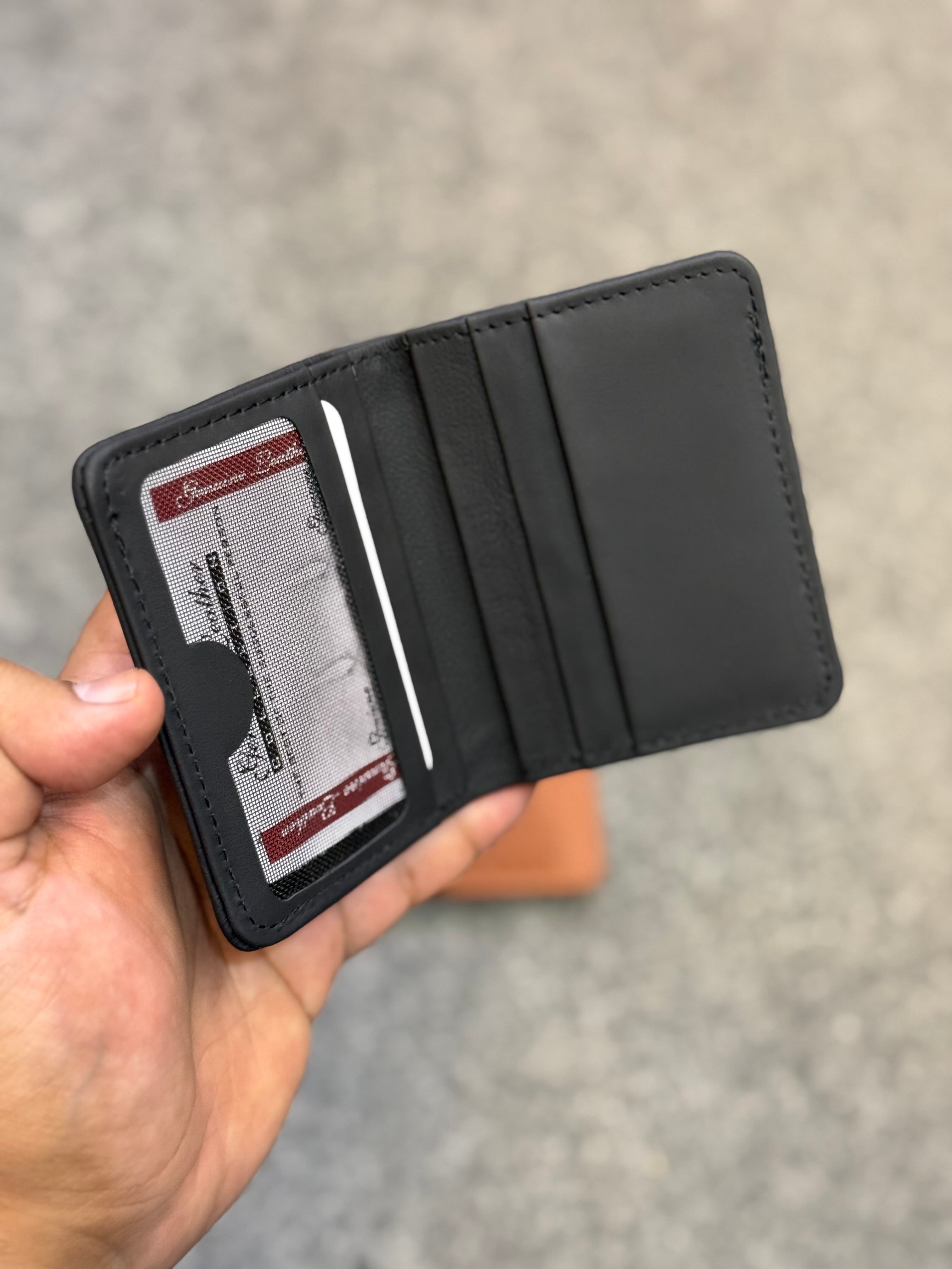 Genuine Leather Flip Wallet Black
