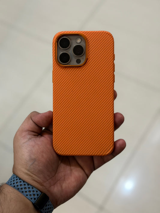 ORANGE WAVE CARBON FIBRE KEVLAR CASE