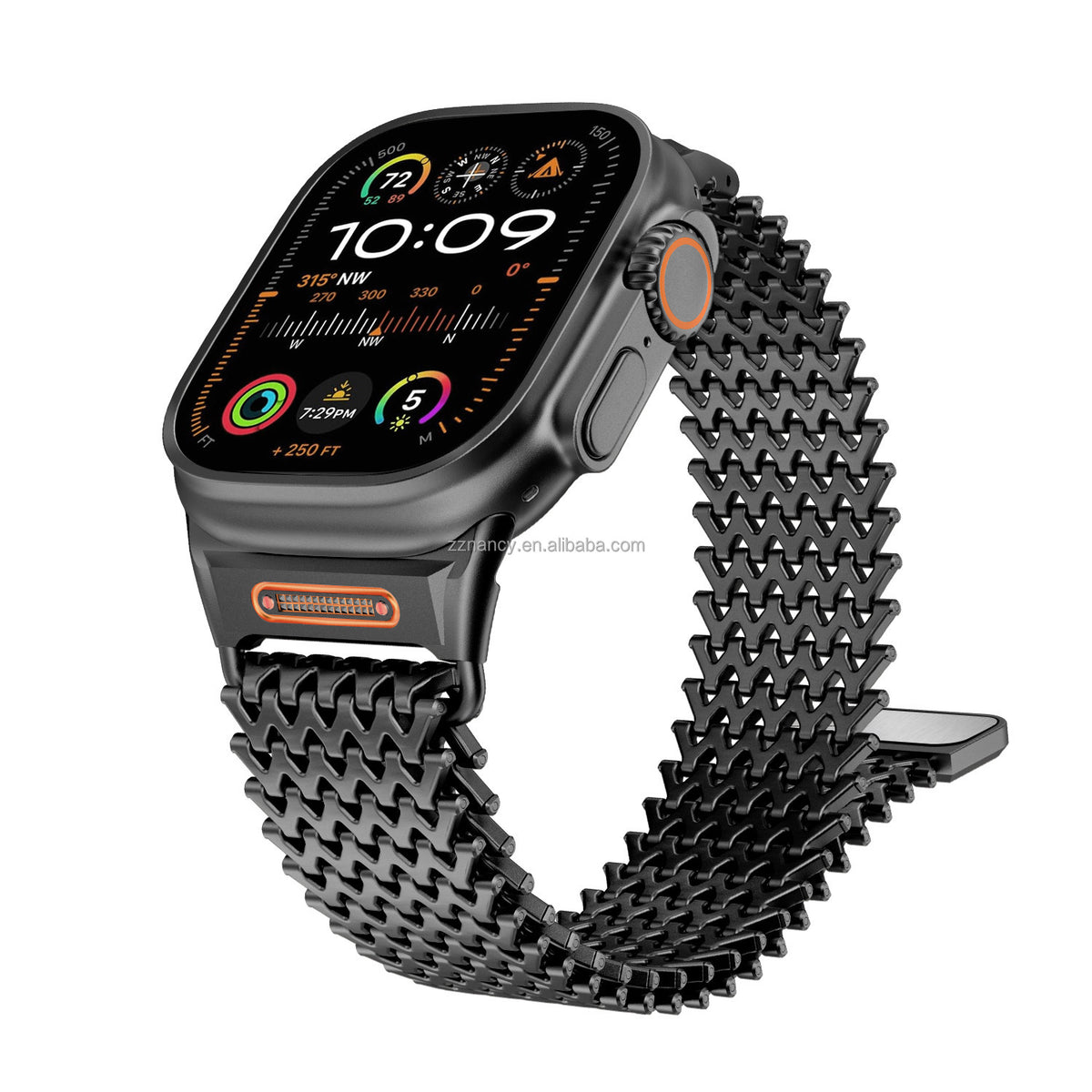 Tactical Wave Apple Watch Rugged Stainless Steel Magnetic Milanese Mesh Loop Strap Mechanical Lugs (44/45/46/49 Mm)