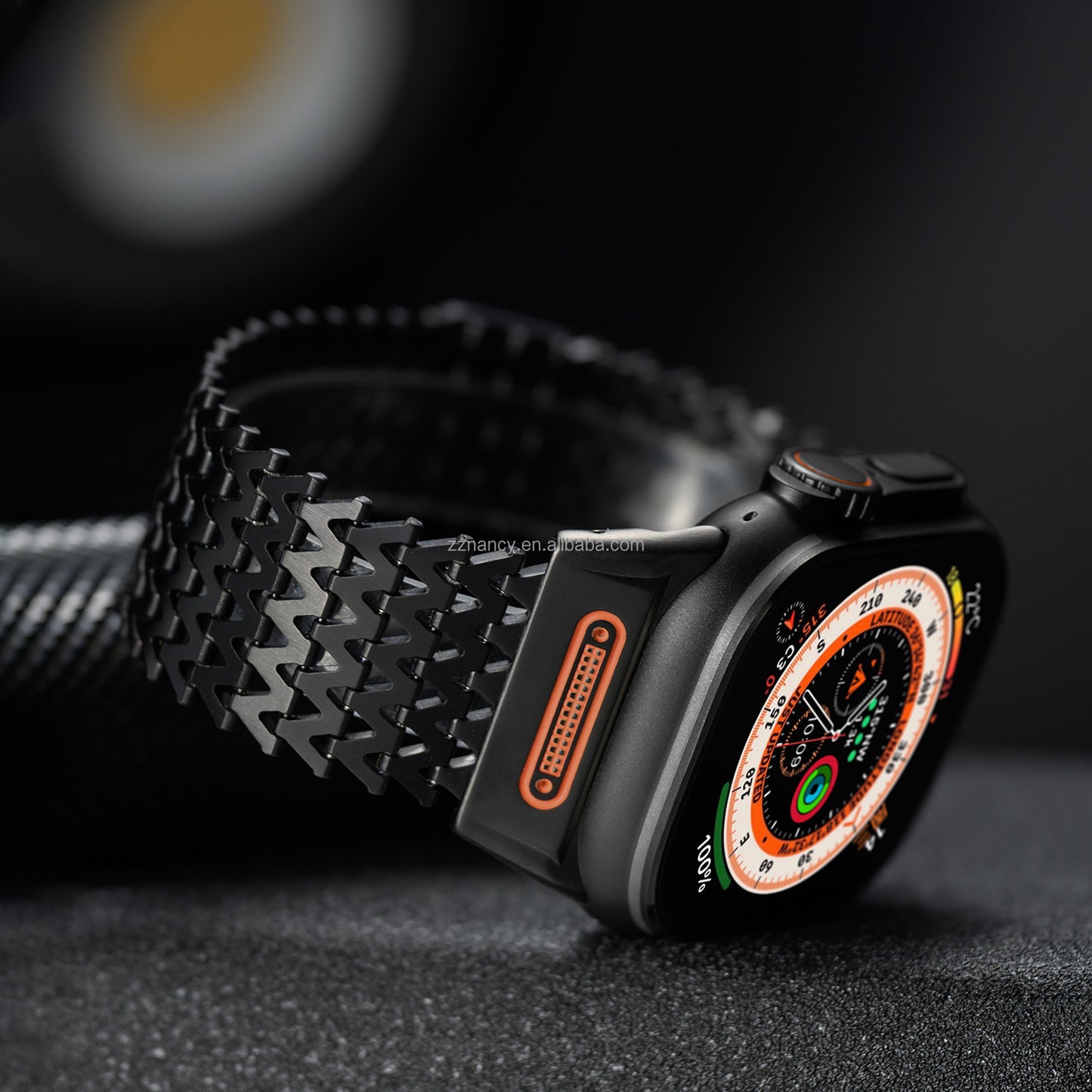 Tactical Wave Apple Watch Rugged Stainless Steel Magnetic Milanese Mesh Loop Strap Mechanical Lugs (44/45/46/49 Mm)