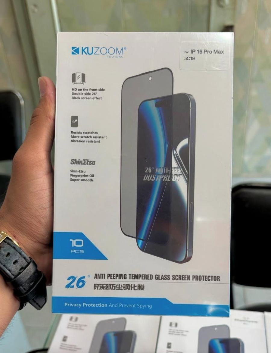 Original kuzoom privacy glass for Apple iPhone all models x to 17 pro max
