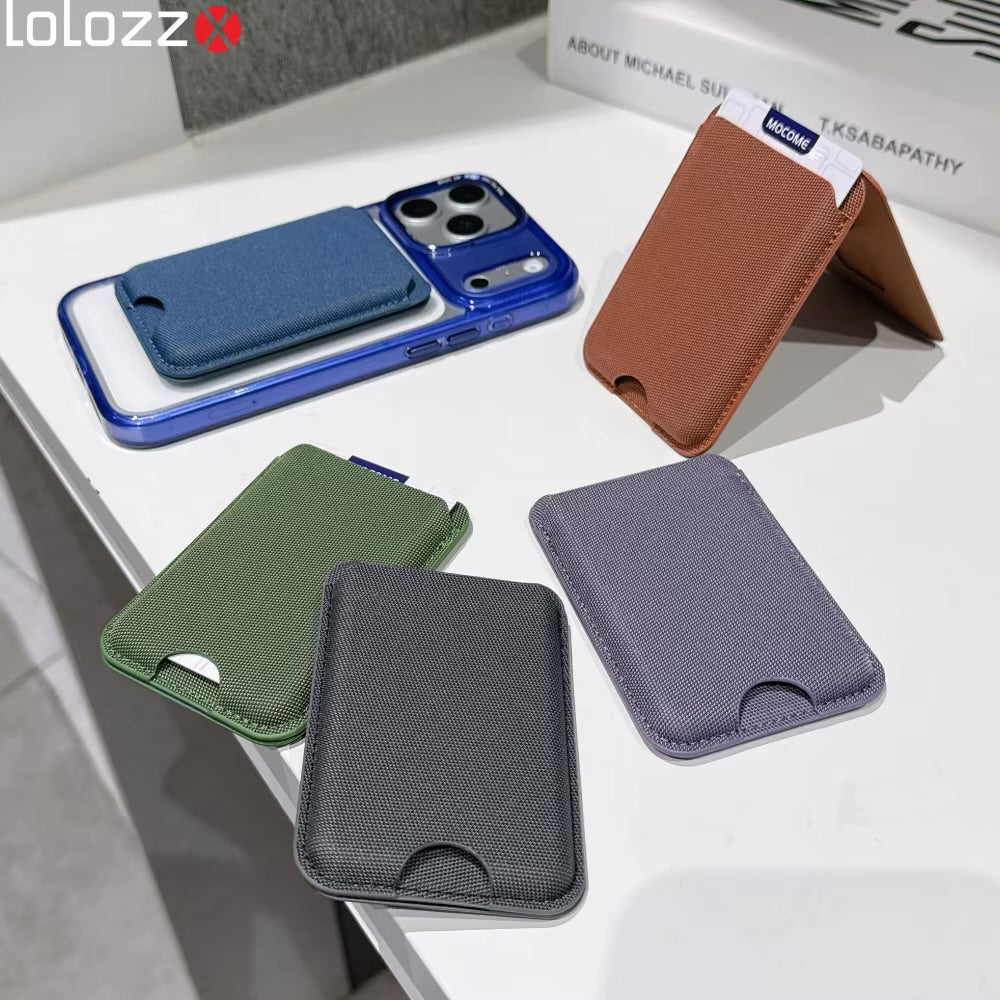 Snap on Phone Stand + Fabric Wallet - MagSafe TechWoven Slim Card Holder