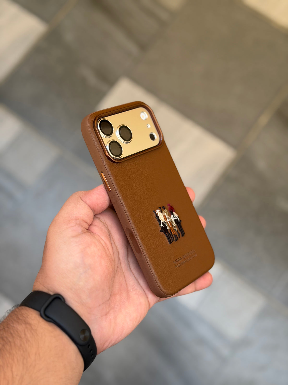 Premium Embroidered Polo Leather Justin Case with Fabric inside for iPhone
