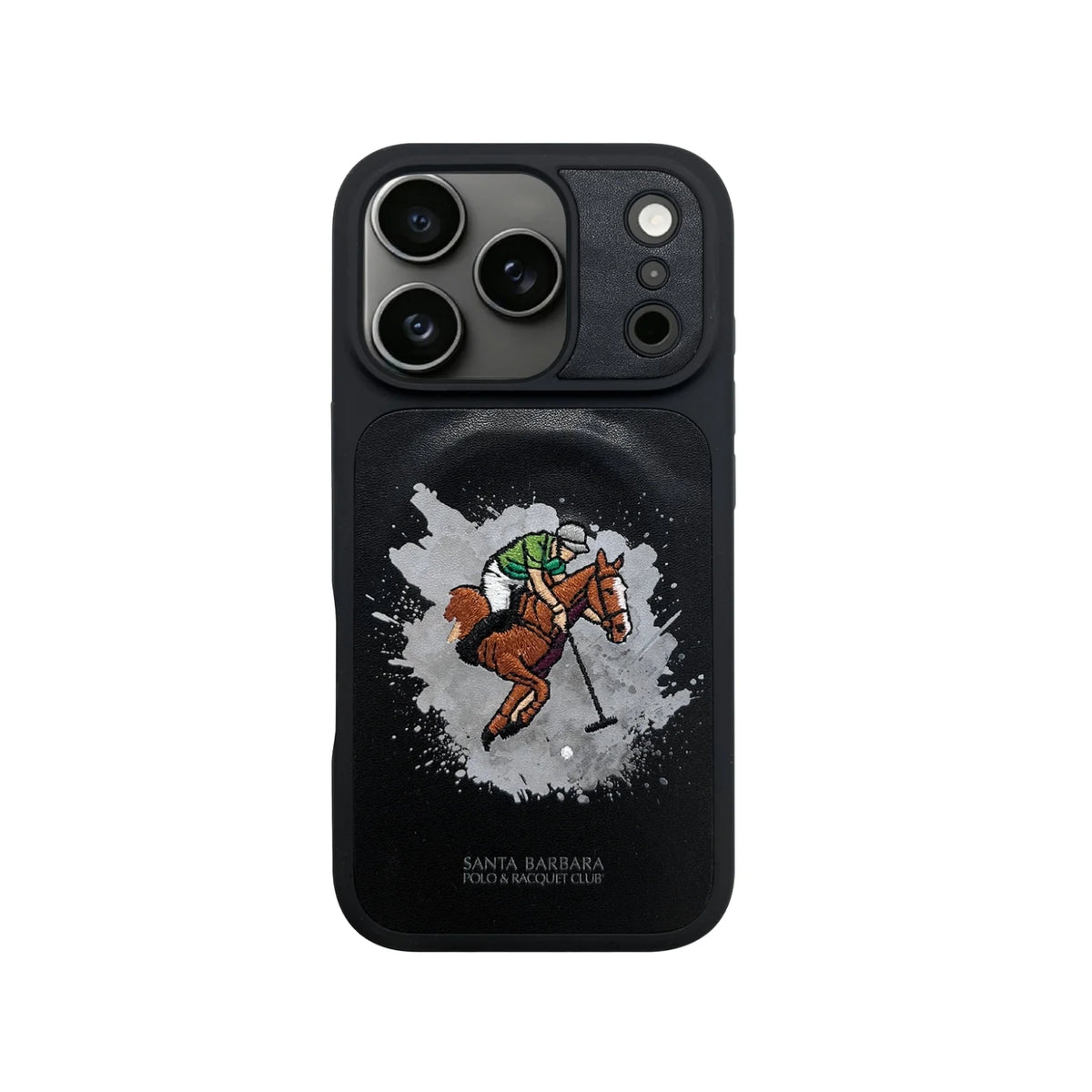Santa Barbara Polo Icarus Series Premium Embroidered Leather Case for iPhone 18 / 17 Pro Max – Luxury Slim Protective Cover with MagSafe