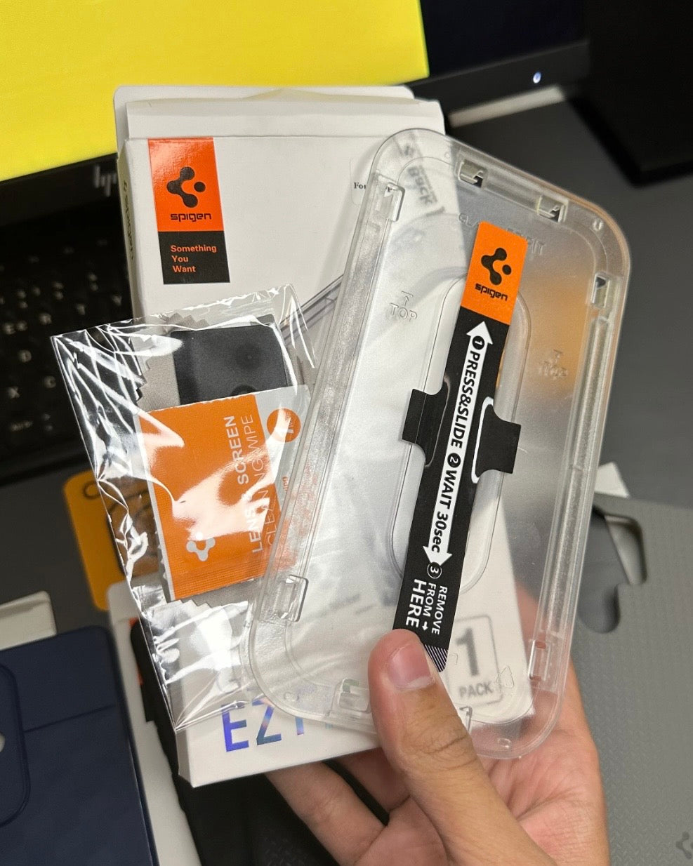 Spigen clear Borderless Glass protector with application kit for 17 pro max