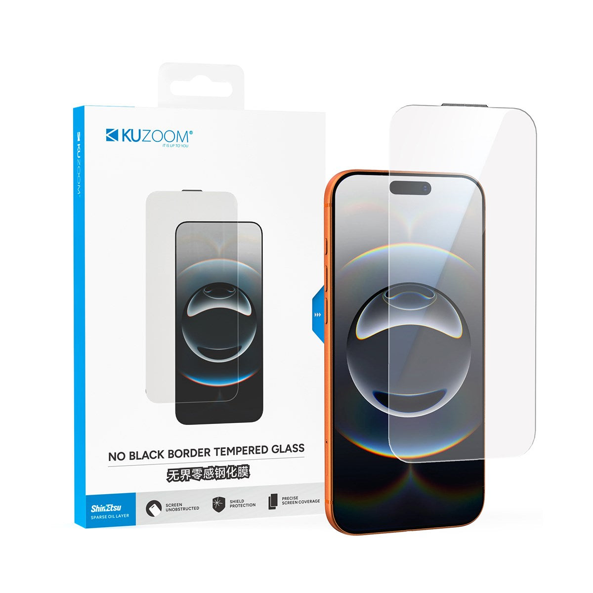 Kuzoom Borderless Dust-Proof Full Transparent Glass - No Black Border Tempered Protector
