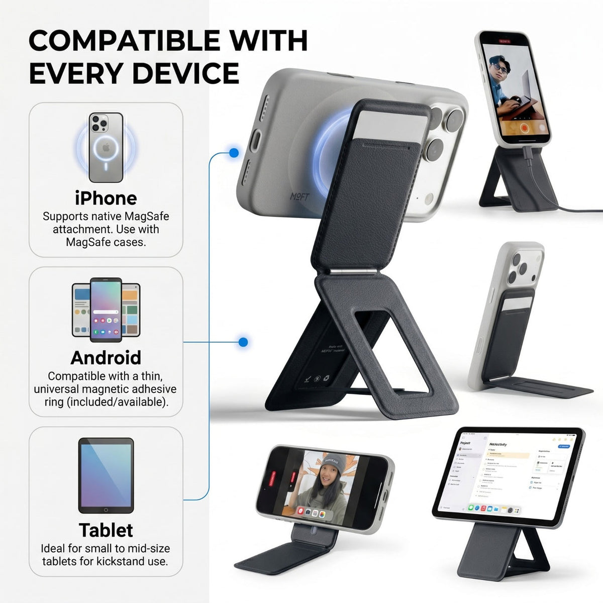 MagSafe Wallet + Tripod - Slim Magnetic Phone Card Holder with Stand
