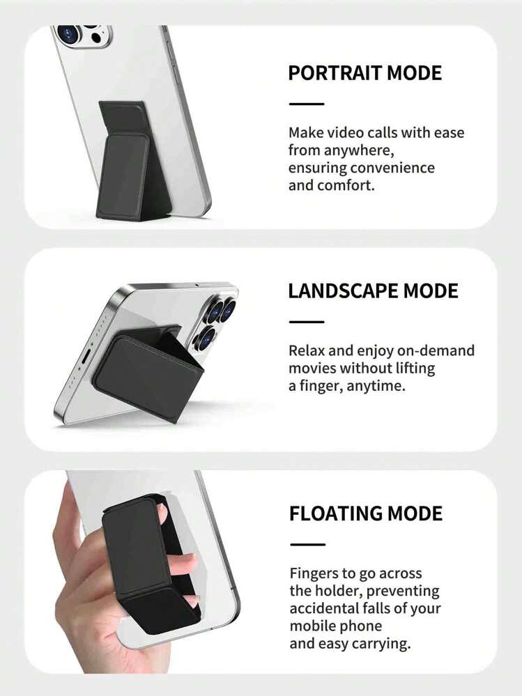 Magnetic Foldable Leather Phone Grip + Stand - Universal Mobile Kickstand Holder