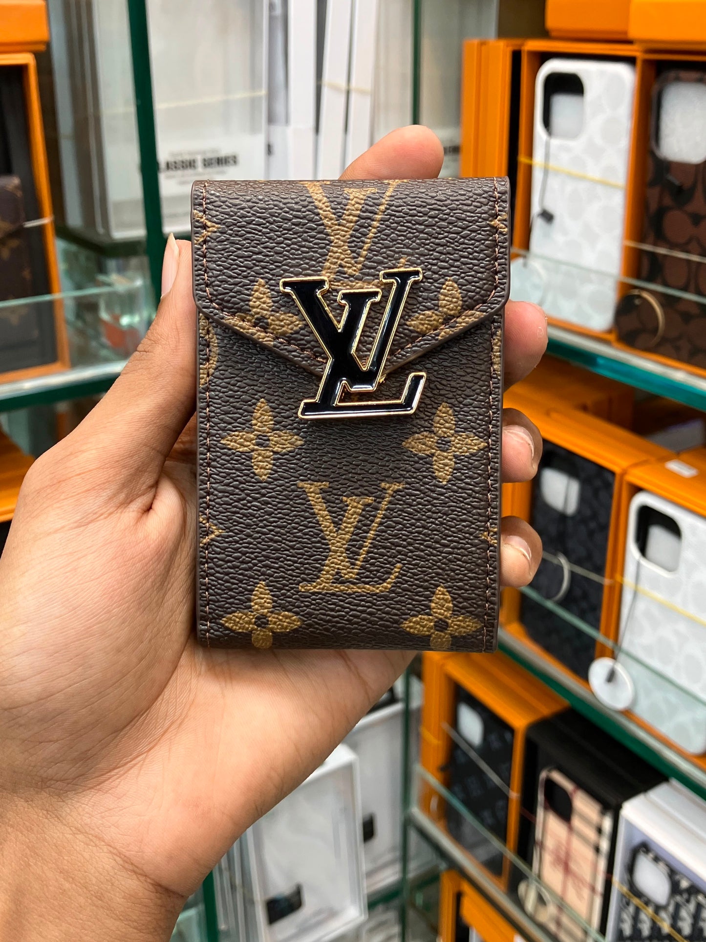 Luxury Branded Leather Slim Wallet - Premium Business Card Holder with Magnetic Closure